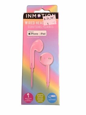 InMotion Good Vibes Wired EarPods featuring a Lightening connector - Pink